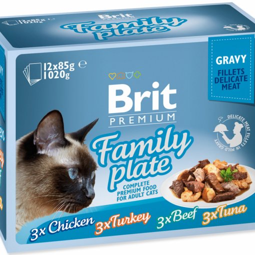 Brit Premium Cat Delicate Fillets in Gravy Family Plate 1020g (12x85g)