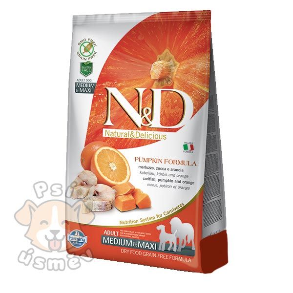 N&D GF Pumpkin DOG Adult M/L Codfish & Orange 2x12kg - 24kg