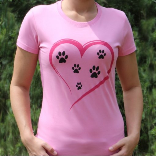 Srdce & psí tlapky - dámské tričko se psy